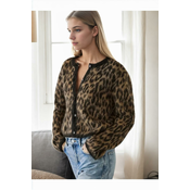 61353 Dewberry Leopard Patterned Cardigan-COFFEE