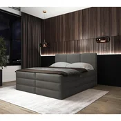 MID.YOU POSTELJA BOXSPRING 160 cm  x 200 cm , les, tekstil, leseni material antracit