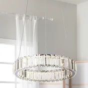 Searchlight LED obesna svetilka Filumena, siva/prozorna, kovina/steklo, O 35 cm - Dnevna soba/jedilnica - Sodobni - prozoren, krom