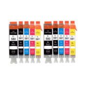 TiskajPoceni Kompatibilne kartuše Komplet Canon 2x PGI-580BK + 8x CLI-581 (BK,C,M,Y) kompatibilne XXL kartuše več polnila za Canon Pixma TR7550 TR8550 TS6150 C TS6151 TS8150 TS8151/TS8152 TS9150/TS9155