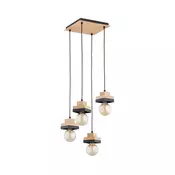 Lestenec na vrvici MIKO 4xE27/15W/230V črna/bež