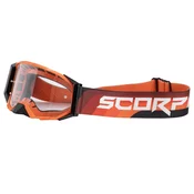 Naocale za motocross Scorpion E24 narancasto-crne s prozirnim pleksiglasom