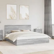 Krevet s od storage Siva Sonoma 200 x 200 cm Konstruirano drvo