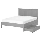 GULLABERG Posteljni okvir z 2 predaloma, siva, 140x200 cm