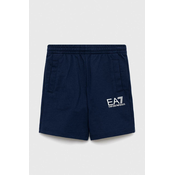 Otroške bombažne kratke hlače EA7 Emporio Armani mornarsko modra barva