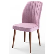 Hanah Home set trpezarijskih stolica Etra 4 kom, roze tkanina Jerry, drvene noge boje oraha