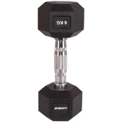 ENERO FIT HEX gumirana bučica 6 kg – jekleni, protidrsni ročaj, šesterokotna oblika