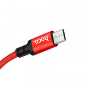 Hoco X14 podatkovni kabel, Micro USB na USB, 1 m, 2,1 A, pleten, crveni