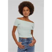 Womens T-shirt Organic Off Shoulder Rib - mint