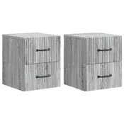 vidaXL Stenski nočni omarici 2 pcs Siva Sonoma 34,5 x 33 x 40 cm