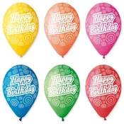 Balon, 30 cm, Vse najboljše za rojstni dan, obročki, 10 kosov