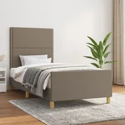 shumee vidaXL Posteljni okvir brez vzmetnice, taupe, 100x200 cm, oblazinjen s tkanino