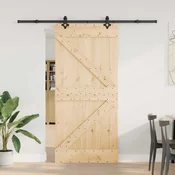 vidaXL Drsna vrata NARVIK Naravna in črna 95 x 210 cm (213,5 cm)