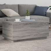 Stolic za kavu s LED svjetlima siva boja hrasta 90 x 50 x 40 cm