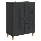 Vidaxl Strani šal s predalom Črna 66 x 34,5 x 90 cm Inženirski les