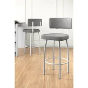 Hanah Home set od 6 barskih stolica Wosa, siva tkanina Babyface, bele metalne noge
