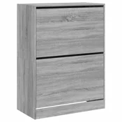 Vidaxl Omarica za čevlje z 2 predaloma siva sonoma 80x42x108 cm