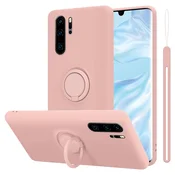Cadorabo CADORABO Ohišje, združljiv s Huawei v tekoči roza barvi - zaščitni pokrov iz fleksibilnega silikona TPU z obročem, (20586590)