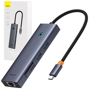 Hub 7w1 Baseus UltraJoy 7-Port ( USB-C to 1xHDMI4K@30Hz + 2xUSB 3.0 + 1xPD +RJ45 + SD/TF3.0)