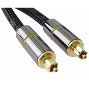 PremiumCord Optični zvočni kabel Toslink, OD: 7 mm, zlata kovinska zasnova + najlon 2 m