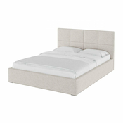 Bež tapecirani bracni krevet s prostorom za pohranu s podnicom 140x200 cm Bufo Bed – MESONICA