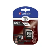 Verbatim Pomnilniška kartica MicroSDXC 64 GB razreda 10 + adapter