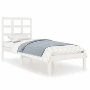 Vidaxl Posteljni okvir bel iz trdnega lesa 75x190 cm