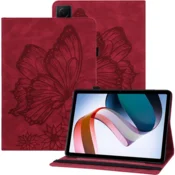 GS Ovitek za Samsung Galaxy Tab S10 Lite/S10 FE/S9 FE, reža za denarnico, metuljčki, rdeč