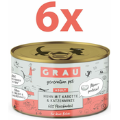 Grau GP Adult konzerva za mačke, piletina & mrkva & mačja metvica, 6 x 200 g