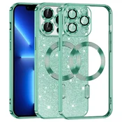 TPU gel ovitek Techsuit Luxury Glitter MagSafe za iPhone 13 Pro Max - light green