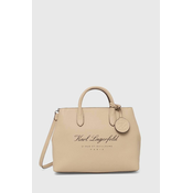 Usnjena torbica Karl Lagerfeld bež barva, 245W3073
