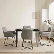 vidaXL Jedilni stoli 4 pcs Žamet Svetlo siva 59 x 56,5 x 86 cm