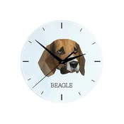 Beagle - geometrijska stenska ura s fotografijo in napisom