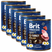 Konzervirana hrana Brit premium by Nature Turkey & Liver 6x800 g