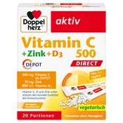 Doppelherz Aktiv Vitamin C 500+ cink + D3 direkt, 20 vrečic