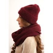 Kesi Ladies set with a hat and a scarf made of soft knit burgundy