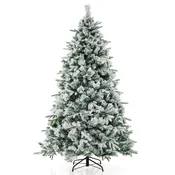 COSTWAY Umetno božično drevo s snegom in osvetlitvijo LED 210 cm, (5000038696)