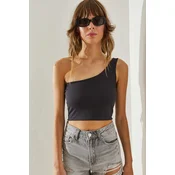 Bianco Lucci Womens One Shoulder Strap Crop Athlete