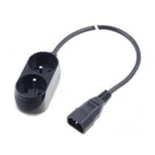 OEM Napajalna redukcija 230V za UPS - 1x IEC C14 za 2x CEE 7/5 (FR/CZ), max.10A, dolžina 30 cm