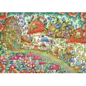 Ravensburger Puzzle Simpatične hišice iz gob na cvetličnem travniku 1000 kosov