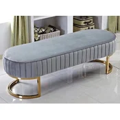 Casa Padrino luxury bench gray/gold 120 x 50 x H. 50 cm - Upholstered living room bench - Bedroom bench - Living room furniture - Bedroom furniture - Luxury furniture - Luxury furnishings