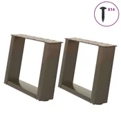 Noge za klub stolic U-oblik 2 kom Prirodni celik 50 x (30-31) cm Celik