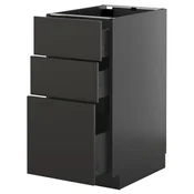 METOD / KNIVSHULT Podni element s 3 ladice, crno-siva/Nickebo mat antracit, 40x60 cm