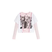Desigual Majica roza / črna / bela