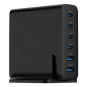 Univerzalni polnilnik Gembird 75W 2x USB-A, 4x USB-C TA-UC-2A4C-PD75-01-BK