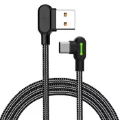 Pleten USB v USB-C 90° kabel Mcdodo Expanse - 3m - črn