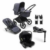 Bugaboo Fox Cub travel+ komplet BLACK/STORMY BLUE - STORMY BLUE