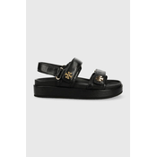 Usnjeni sandali Tory Burch Kira Sport ženski, črna barva, 144328-001
