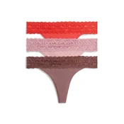 Tommy Hilfiger Underwear Tangice čokolada/staro roza/rdeča