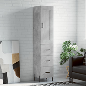 Vidaxl Visoka omara betonsko siva 34,5x34x180 cm inženirski les